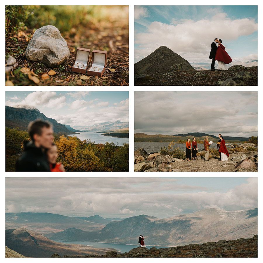 Mountain elopement in polar Sweden. Elopement photograpger